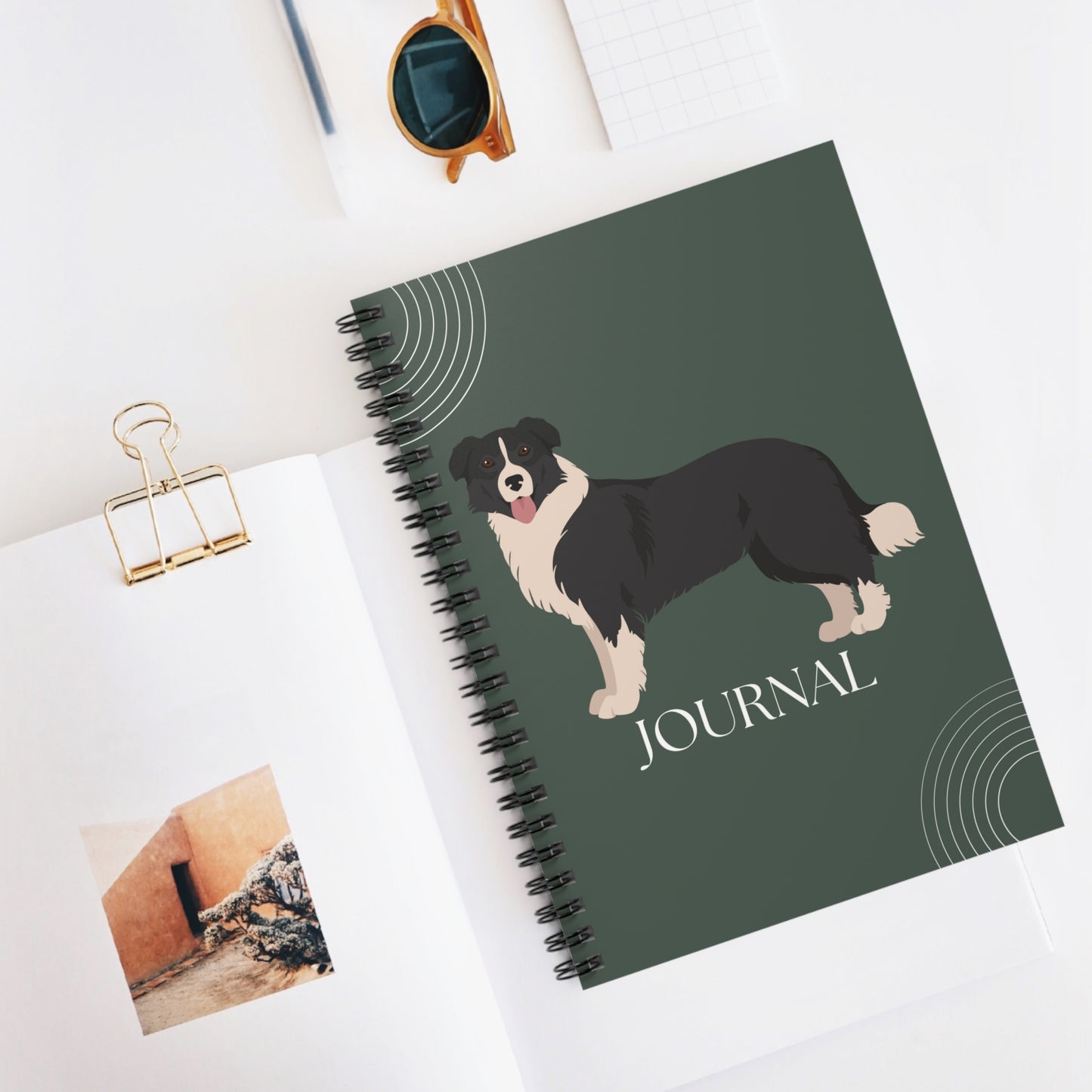 Border Collie College Ruled Spiral Notebook