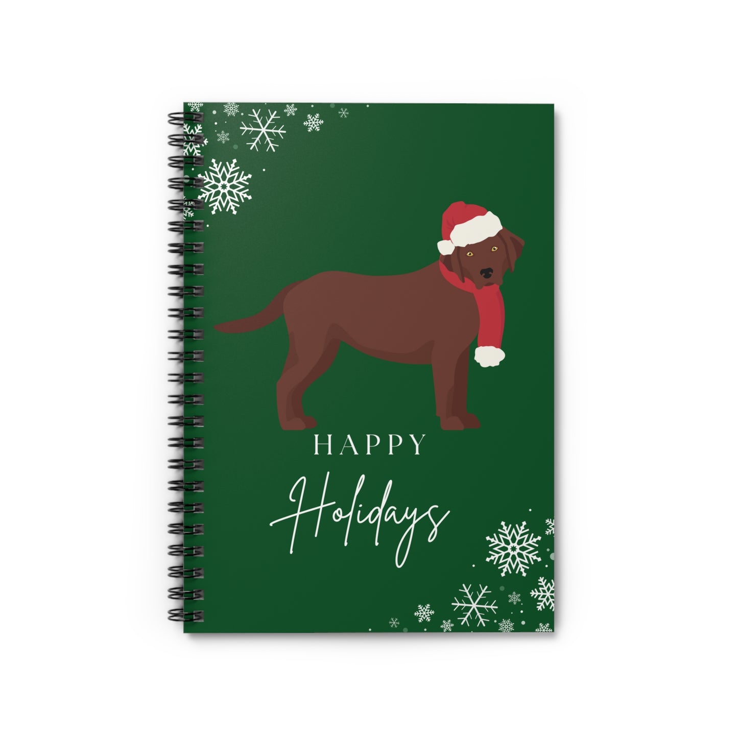 Happy Holidays Chocolate Labrador College Ruled Spiral Notebook