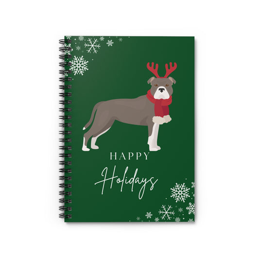 Happy Holidays Staffordshire Terrier College Ruled Spiral Notebook