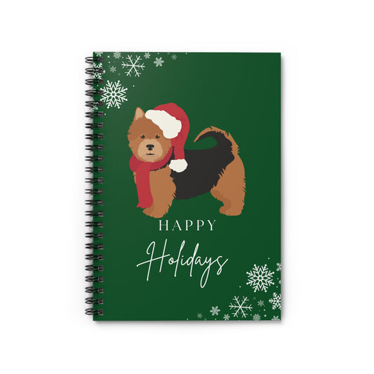 Happy Holidays Terrier College Ruled Spiral Notebook