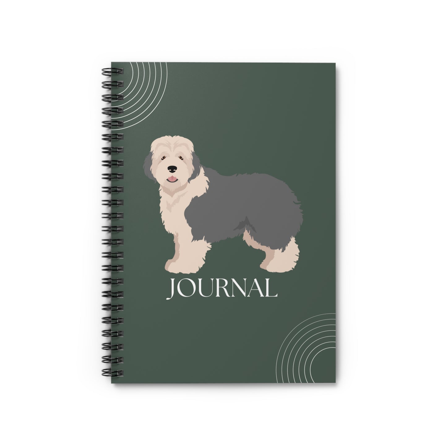 Old English Sheepdog College Ruled Spiral Notebook