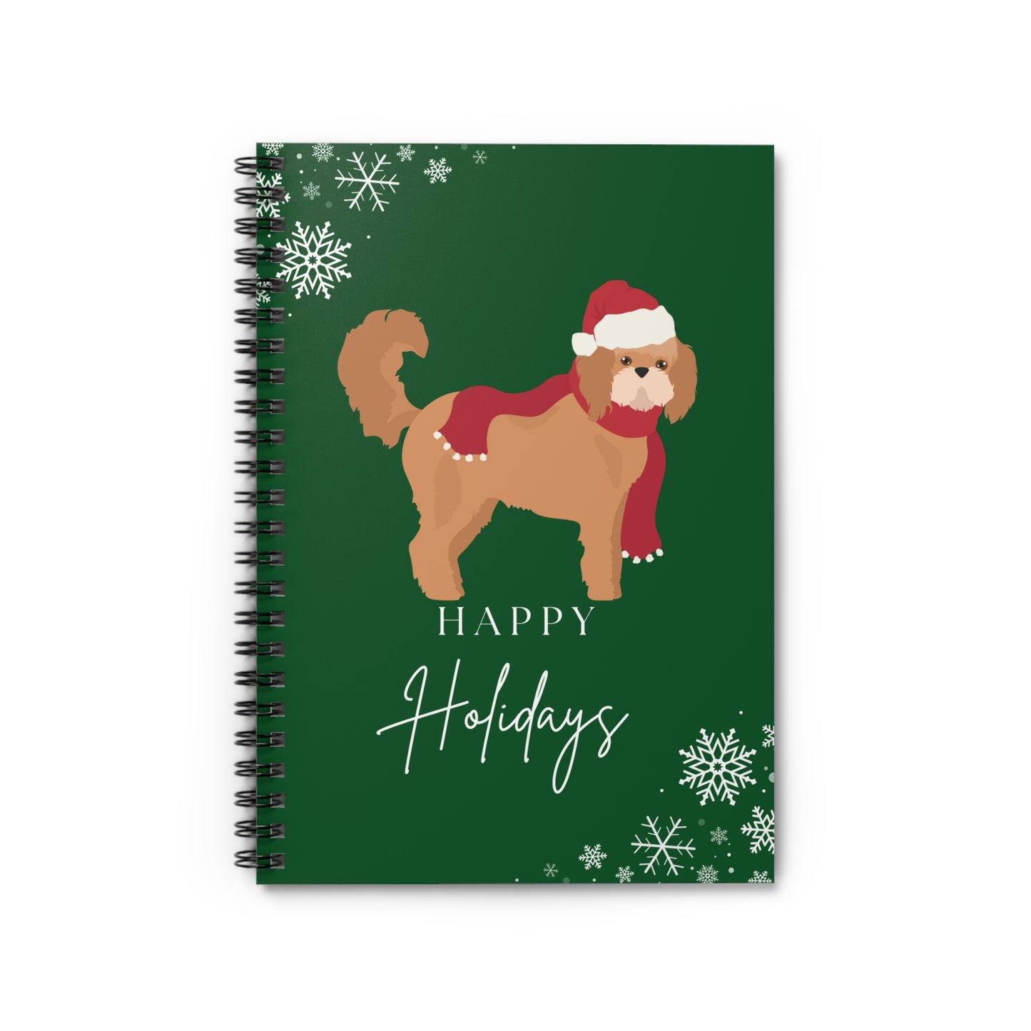 Happy Holidays Mixed Breed College Ruled Spiral Notebook