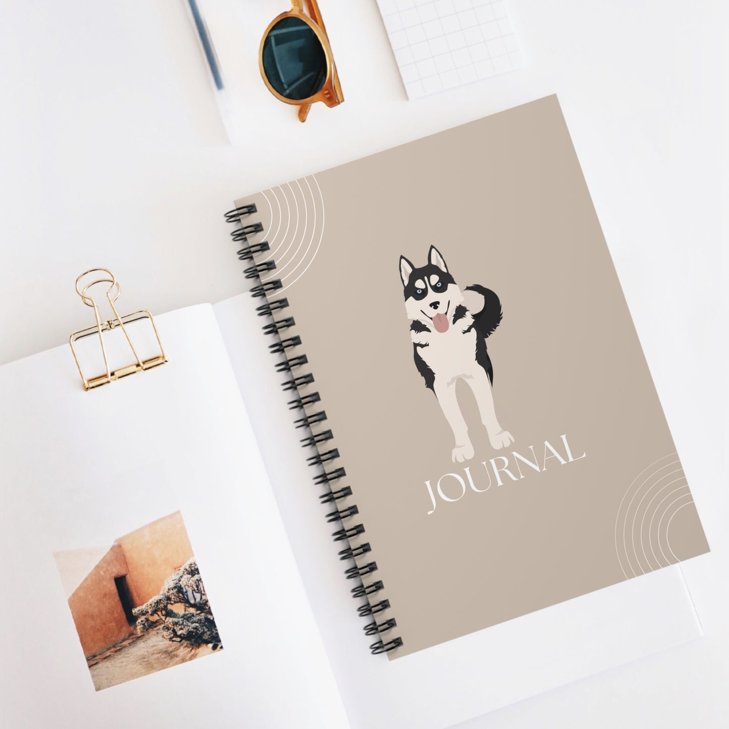 Siberian Husky College Ruled Spiral Notebook