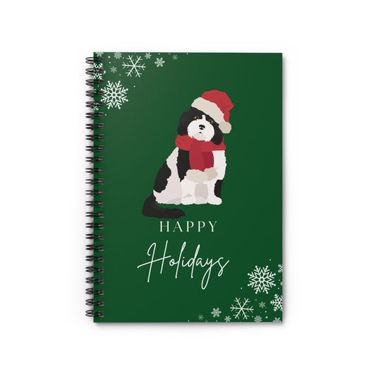 Happy Holidays Poodle Mix College Ruled Spiral Notebook