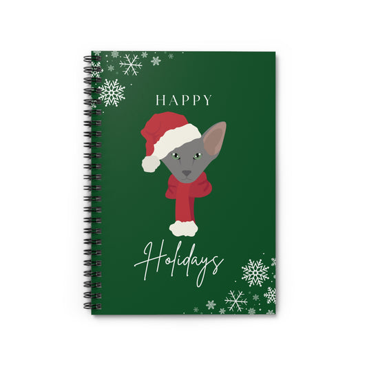 Happy Holidays Oriental Shorthair Cat College Ruled Spiral Notebook