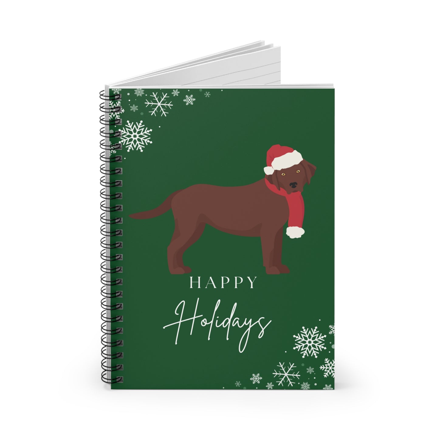 Happy Holidays Chocolate Labrador College Ruled Spiral Notebook