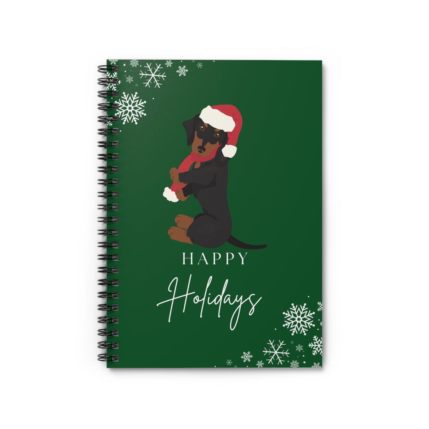 Happy Holidays Dachshund College Ruled Spiral Notebook