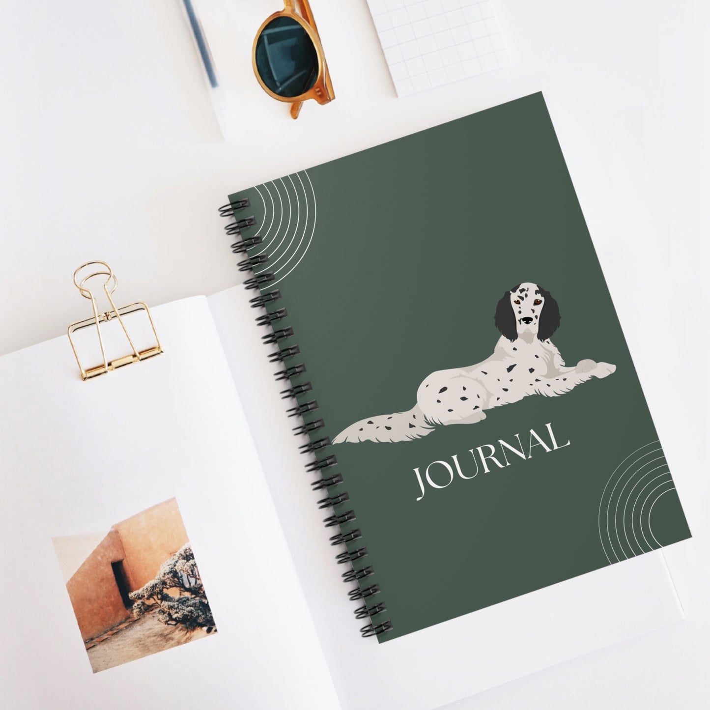 English Setter College Ruled Spiral Notebook