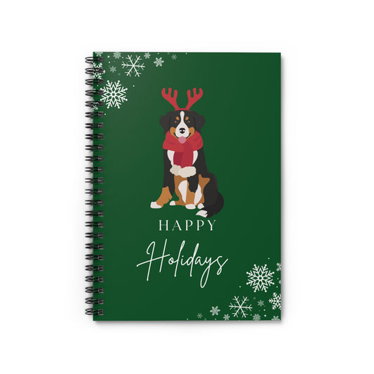 Happy Holidays Bernese Mountain Dog College Ruled Spiral Notebook