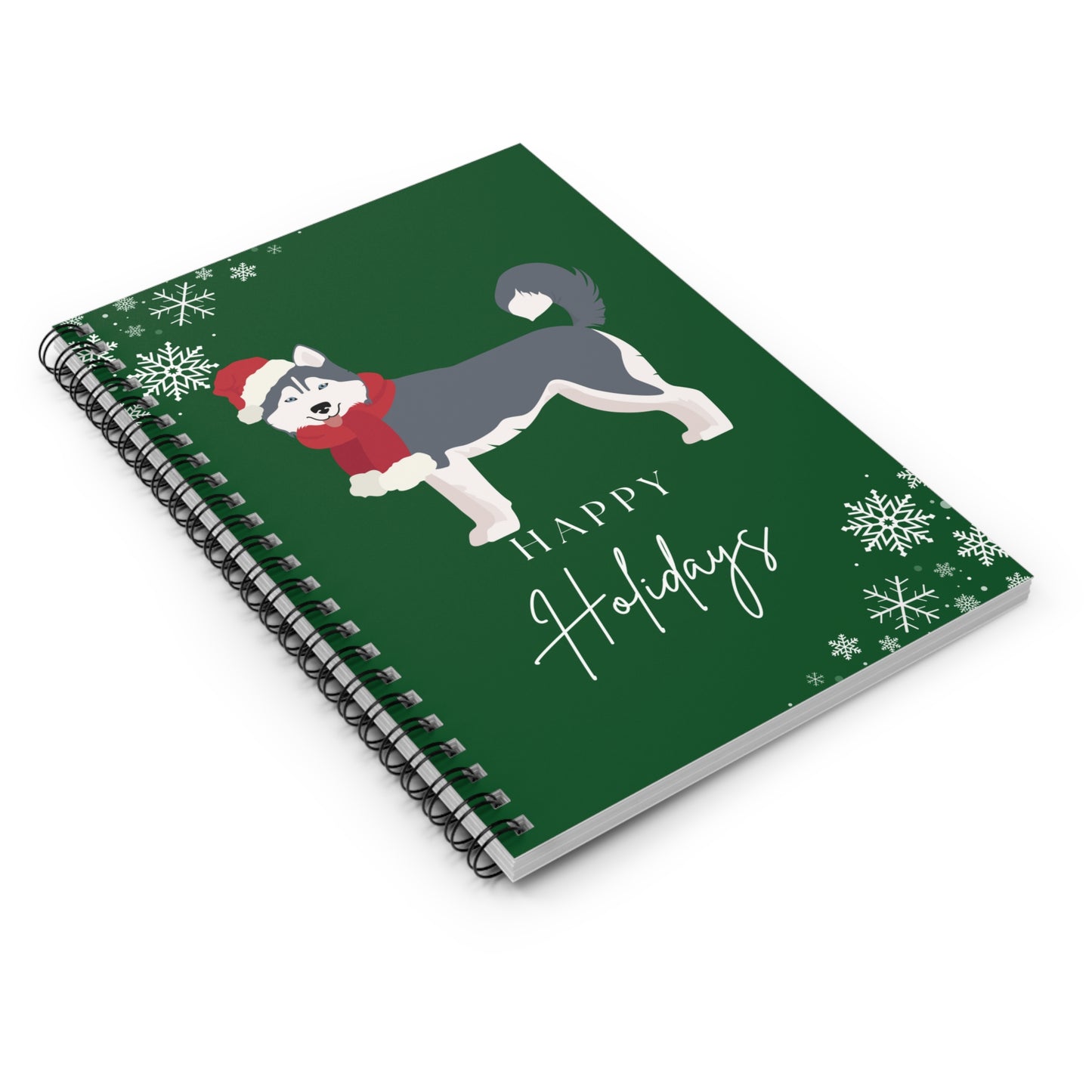 Happy Holidays Husky College Ruled Spiral Notebook